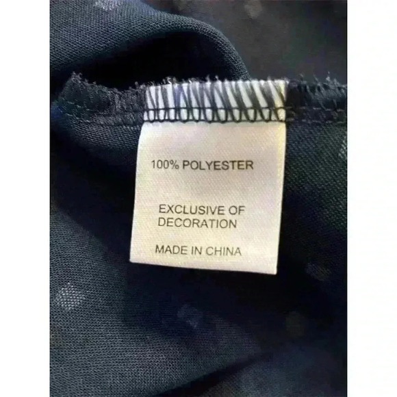 Women's V-Neck Textured Dot Blouse Lace Trim Puff Sleeve Blue S - Picture 12 of 13